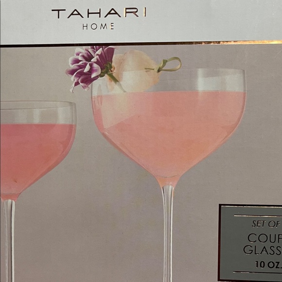 Tahari Pink Coupe Glass Set - Picture 2 of 3